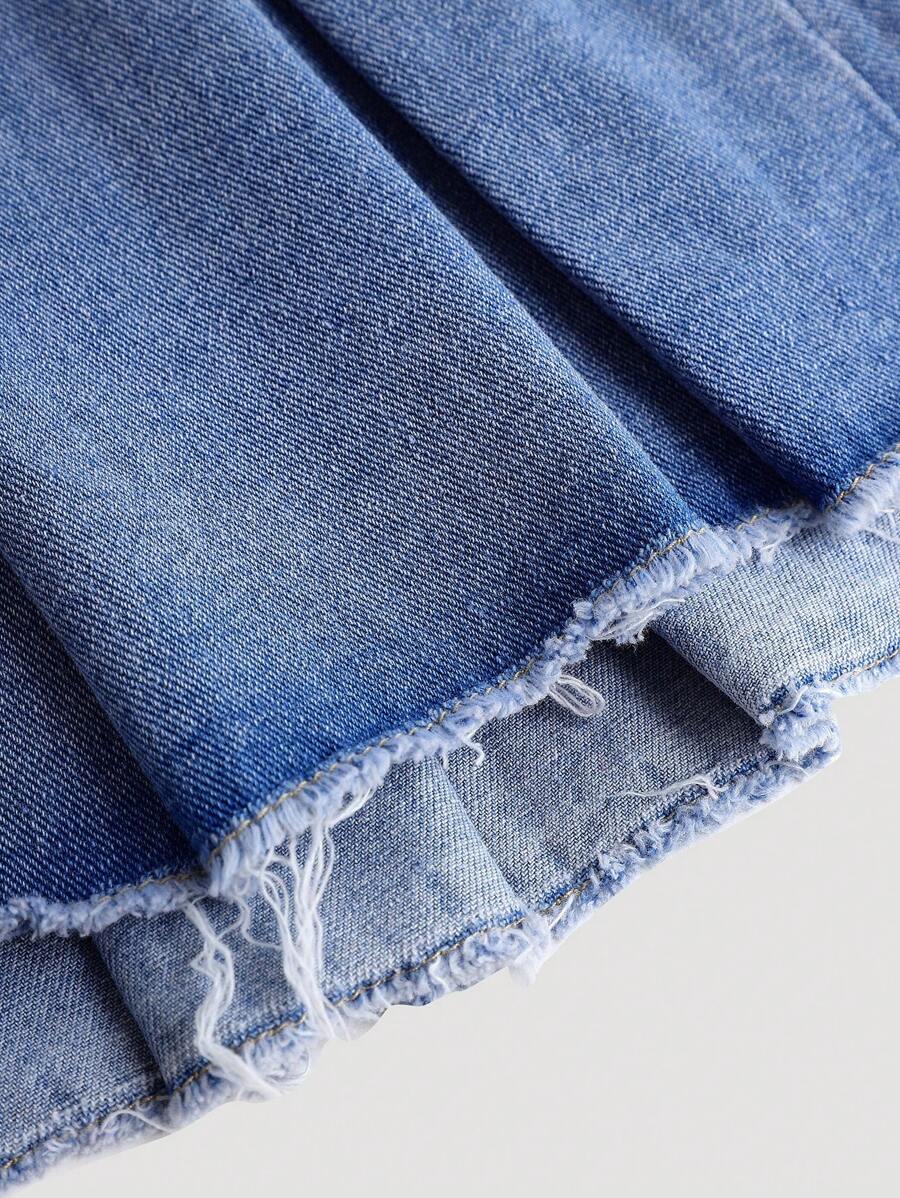 Falda vaquera plisada con dobladillo sin rematar para niñas preadolescentes de Girlism, estilo Y2K, conjuntos bohemios de primavera y verano.