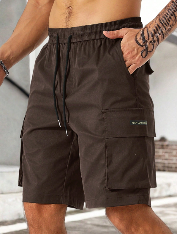 Pantalones cortos casuales con bolsillos cargo y letras parcheadas para hombre de talla grande TECCULI Manfinity LEGND