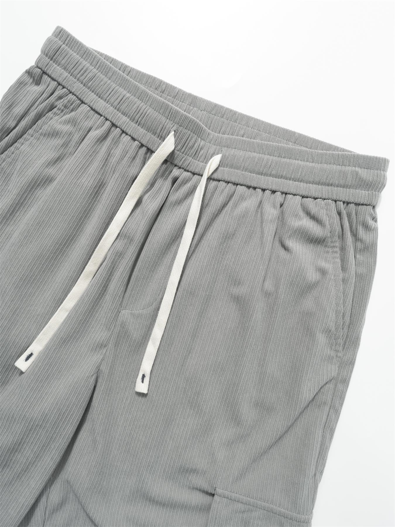 TECCULI Men'S Casual Cargo Pants with Elastic Drawstring Waist & Multiple Pockets - All-Season Outdoor Comfort, Straight-Leg Regular Fit, Solid Color for Hiking, Camping, Urban Adventures, Camping Gear, Hiking Trousers, Functional Pock