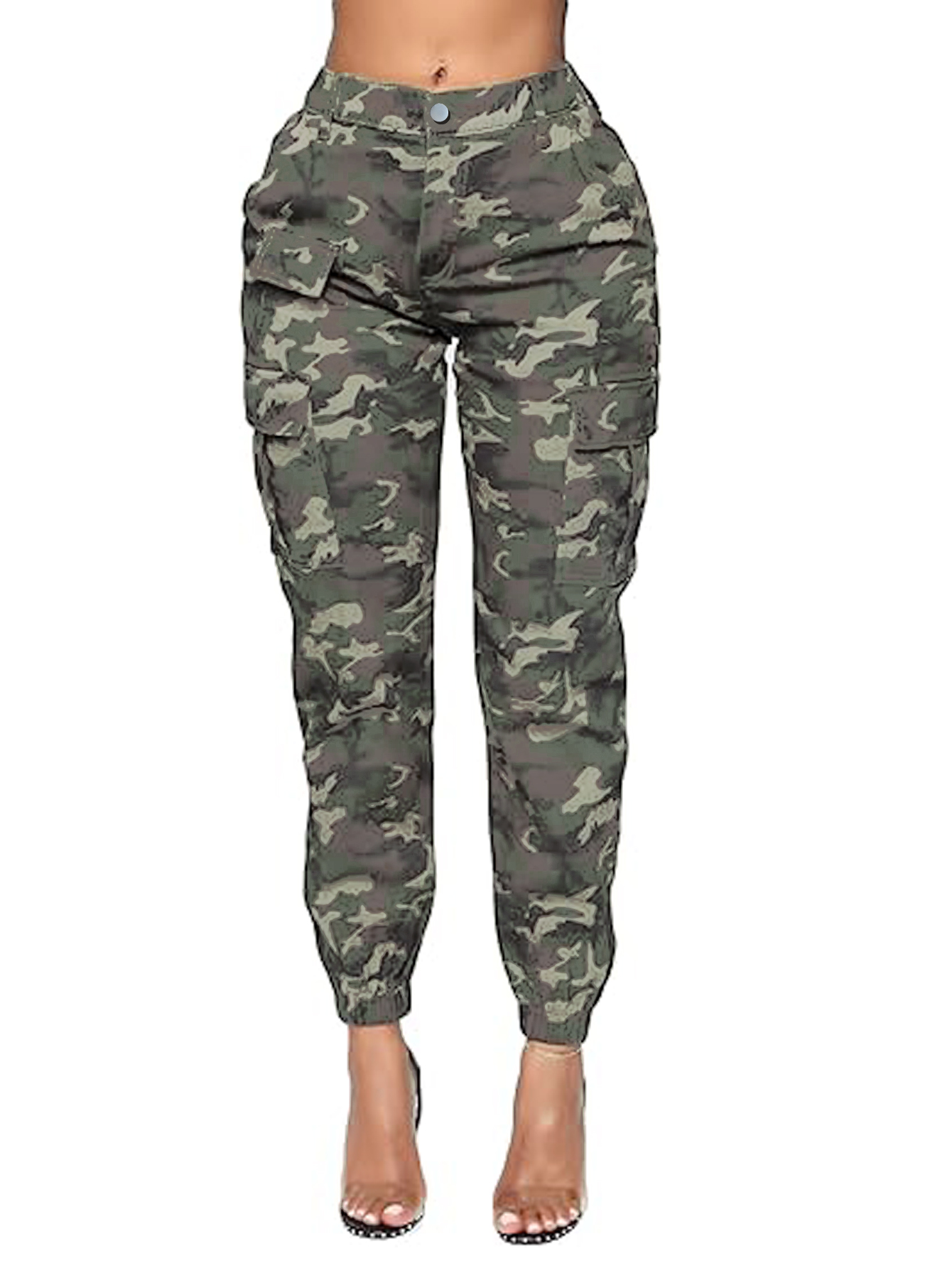 TECCULI Nueva primavera y verano ropa exterior de camuflaje para mujer leggings elásticos pantalones de nueve puntos pantalones de mujer