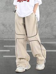 Pantalones extragrandes con cintura con cordón y ribete en contraste para hombre de Manfinity Hypemode