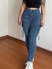 TECCULI - Vaqueros ajustados vintage para mujer, estilo retro Y2K, de cintura alta, lavados, informales, para otoño e invierno