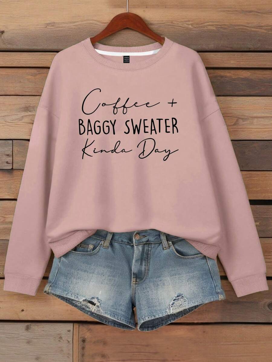 Sudadera con capucha y cuello redondo con estampado de letras para mujer de EMERY ROSE, camisetas de manga larga para graduación, regreso a clases, trajes de maestra para mujer, regreso a clases.