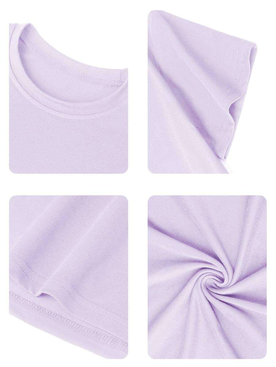 Camiseta informal de manga corta con cuello redondo y estampado divertido para niñas preadolescentes, top de verano