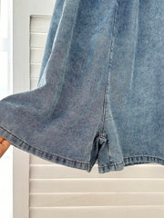 Mono de mezclilla azul holgado con lazo, estilo bohemio, cómodo y sencillo, para niñas preadolescentes, ropa de verano y primavera.