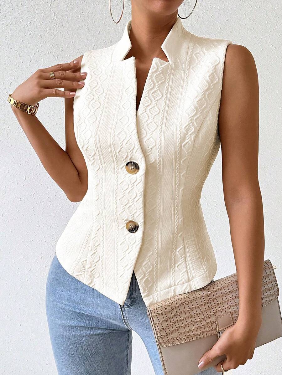 Chaleco de traje de botonadura sencilla para mujer de RosyDaze