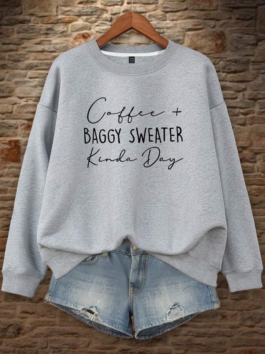 Sudadera con capucha y cuello redondo con estampado de letras para mujer de EMERY ROSE, camisetas de manga larga para graduación, regreso a clases, trajes de maestra para mujer, regreso a clases.