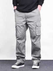 TECCULIManfinity Homme - Pantalones cargo rectos de color liso para hombre, pantalones cargo holgados para hombre, pantalones cargo para hombre, pantalones cargo para hombre, regreso a clases