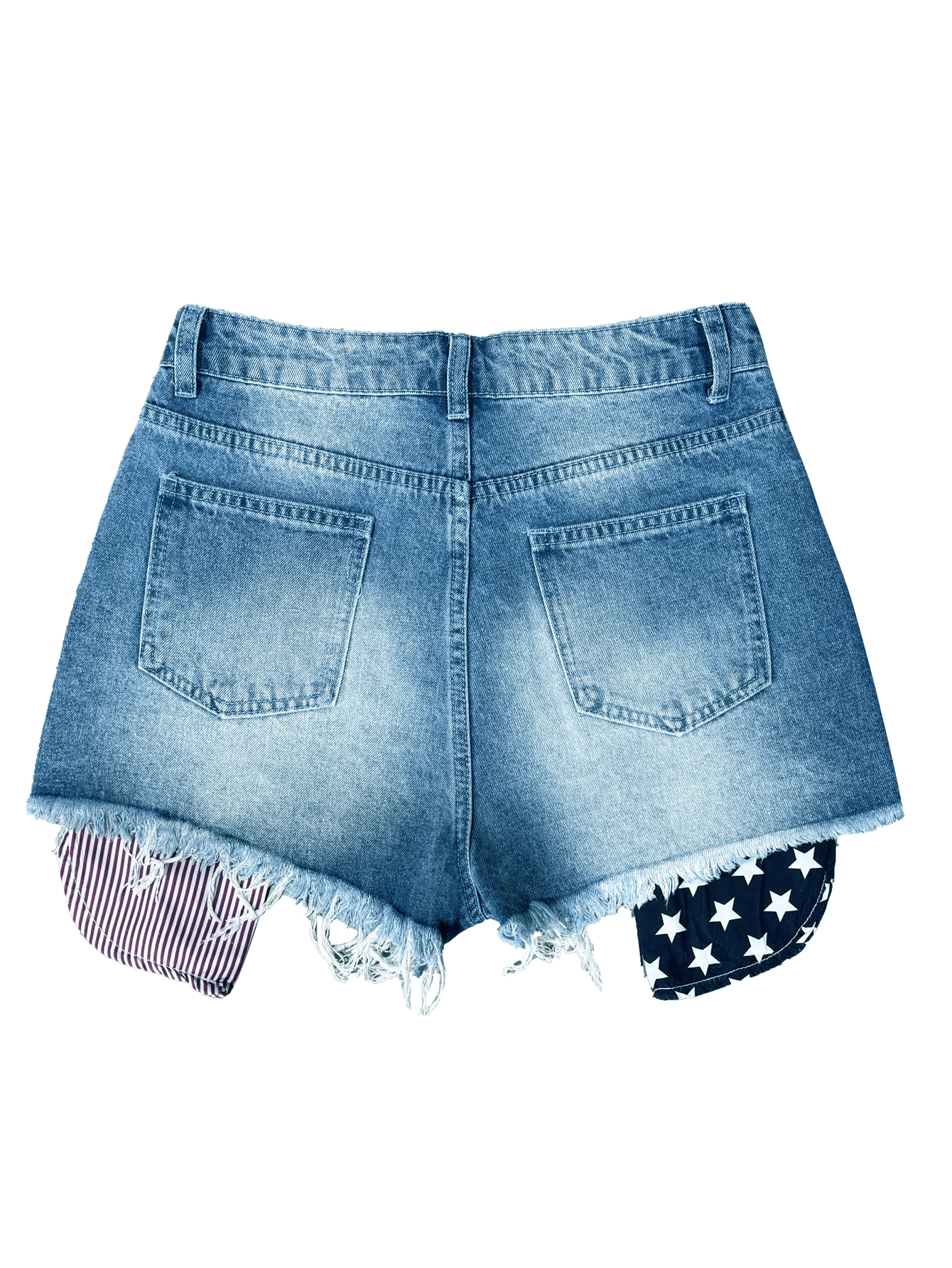 Pantalones cortos TECCULI de mezclilla lavada para mujer, vaqueros rotos con estampado de cintura alta, con agujeros y empalmes, ajustados, desgastados, informales, con bolsillos, para verano 2025