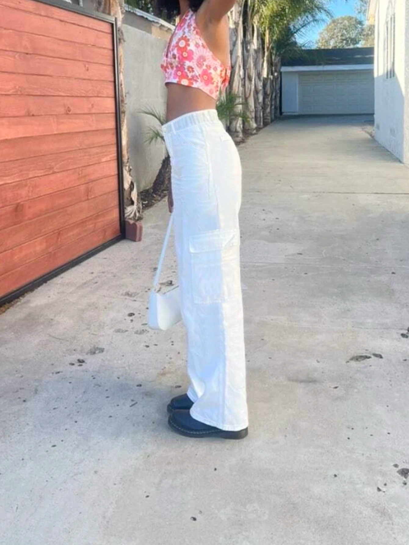 Pantalones elásticos de cintura alta y pierna recta TECCULI para mujer, ideales para uso diario, casual y vacaciones, verano.