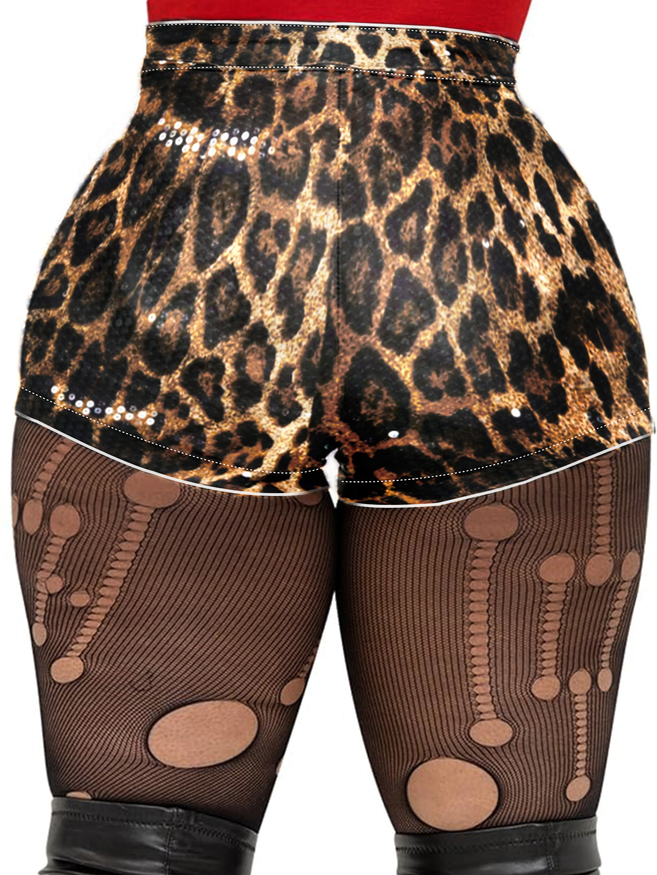 Pantalones cortos de lujo con lentejuelas y estampado de leopardo para mujer de TECCULI Aloruh, atuendo de concierto para mujer
