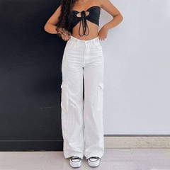 Pantalones elásticos de cintura alta y pierna recta TECCULI para mujer, ideales para uso diario, casual y vacaciones, verano.