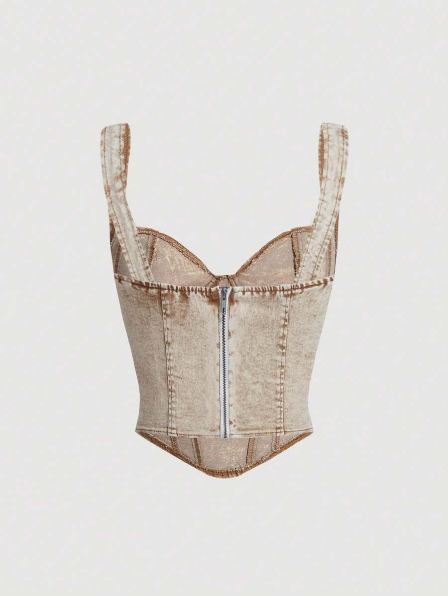Bustier corto de mezclilla vintage para mujer MOD