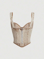 Bustier corto de mezclilla vintage para mujer MOD