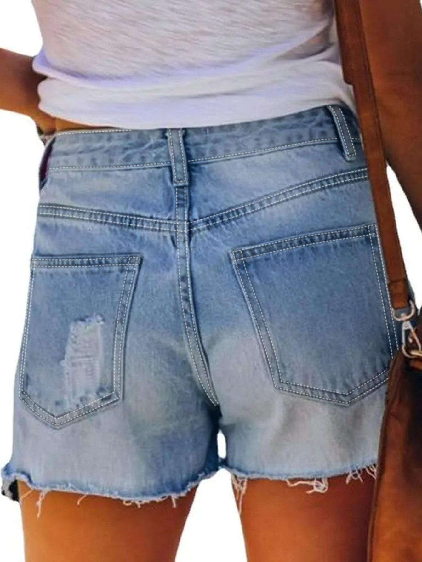 TECCULI Denim Shorts Women Jeans Ripped High Waist Solid Color Soft Short Jeans Fashion Casual Slim Fit Summer Shorts Y2k Streetwear