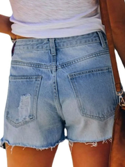 TECCULI Denim Shorts Women Jeans Ripped High Waist Solid Color Soft Short Jeans Fashion Casual Slim Fit Summer Shorts Y2k Streetwear