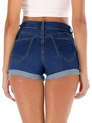 Shorts vaqueros con dobladillo enrollable y cintura alta Flexra de TECCULI