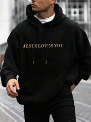 Sudadera polar con capucha y cordón ajustable con eslogan de Manfinity Dauomo para hombre