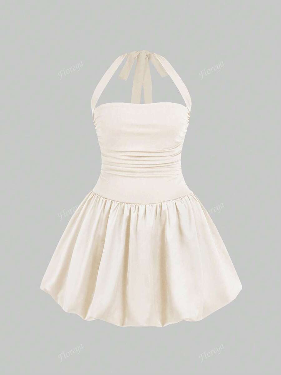 Vestido elegante con cuello halter para mujer, vestido corto de cóctel exclusivo de alta gama para fiestas de graduación, cumpleaños y banquetes.