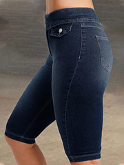 Shorts vaqueros casuales ajustados con botones delanteros para mujer de TECCULI