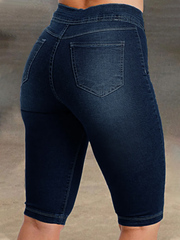 Shorts vaqueros casuales ajustados con botones delanteros para mujer de TECCULI