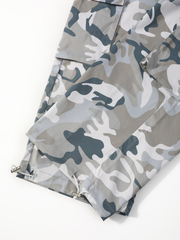 TECCULI Vintage Y2K Camouflage Cargo Pants for Men, Multi-Flap Pocket Design, Loose Fit Casual Outdoor Trousers, Mid Waist with Belt Placket, Non-Stretch Woven Polyester, Regular Length, Streetwear Hip-Hop Style
