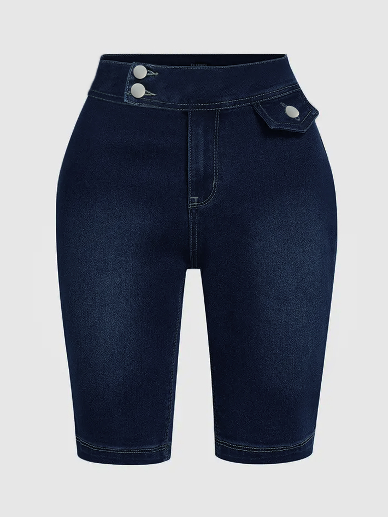 Shorts vaqueros casuales ajustados con botones delanteros para mujer de TECCULI
