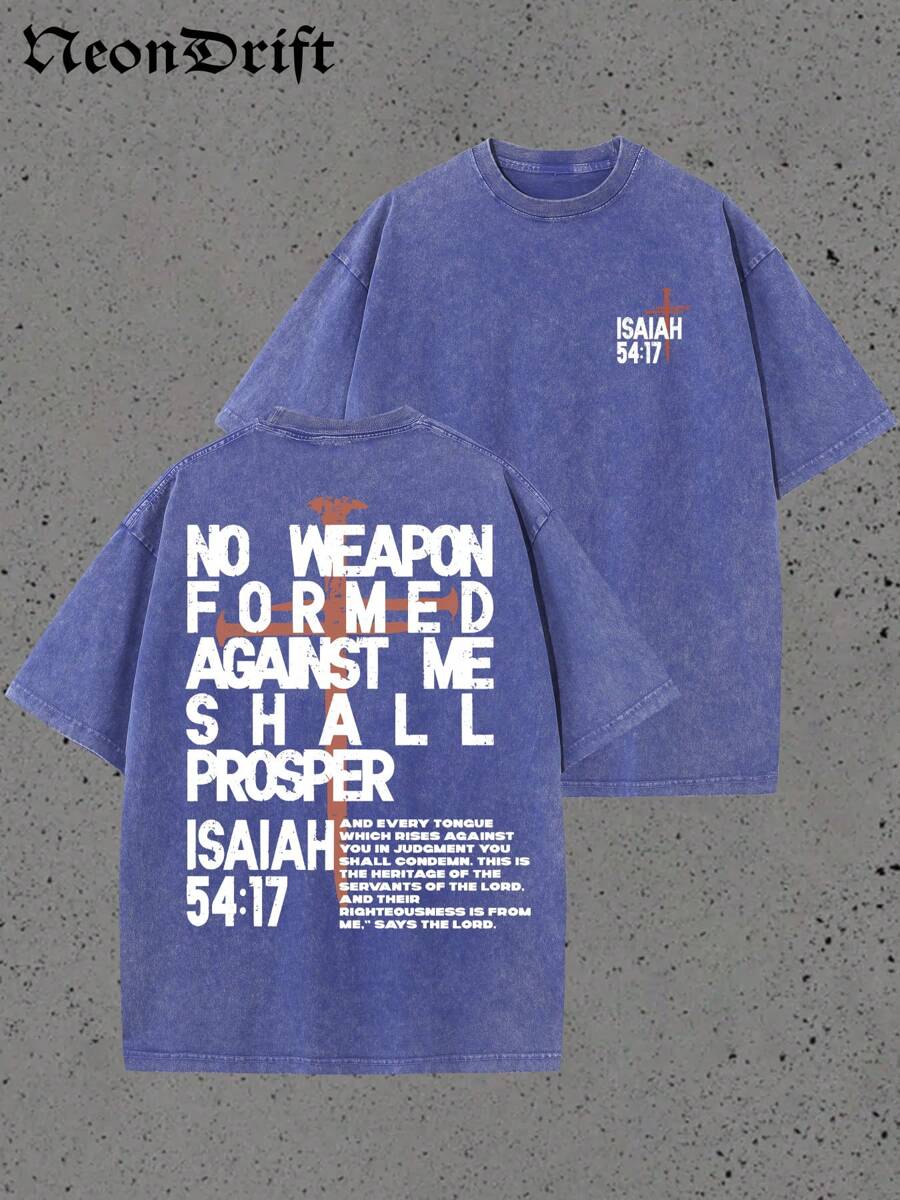 Y2K,NO WEAPON FORMED AGANST ME SHALL PROSPER,5417,My Love....Retro Washed Heavy Cotton Wash T-Shirt, Multiple Colors To Choose From, A Surprise Gift For Family And Friends