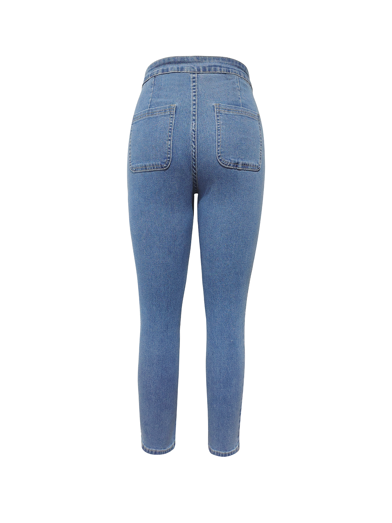 TECCULI - Vaqueros azules de lavado medio, cómodos y elegantes para chicas adolescentes, con elasticidad, para uso escolar, universitario y universitario.