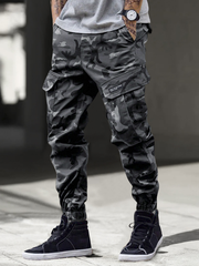TECCULI Men's Urban Streetwear Cargo Pants - Loose Fit Tactical-like Jogging Pants with Multiple Utility Pockets, All-Season Casual Trousers for Everyday & Formal Outfits, Functional Clothing, Medium Elasticity Fabric