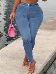 TECCULI - Vaqueros azules de lavado medio, cómodos y elegantes para chicas adolescentes, con elasticidad, para uso escolar, universitario y universitario.