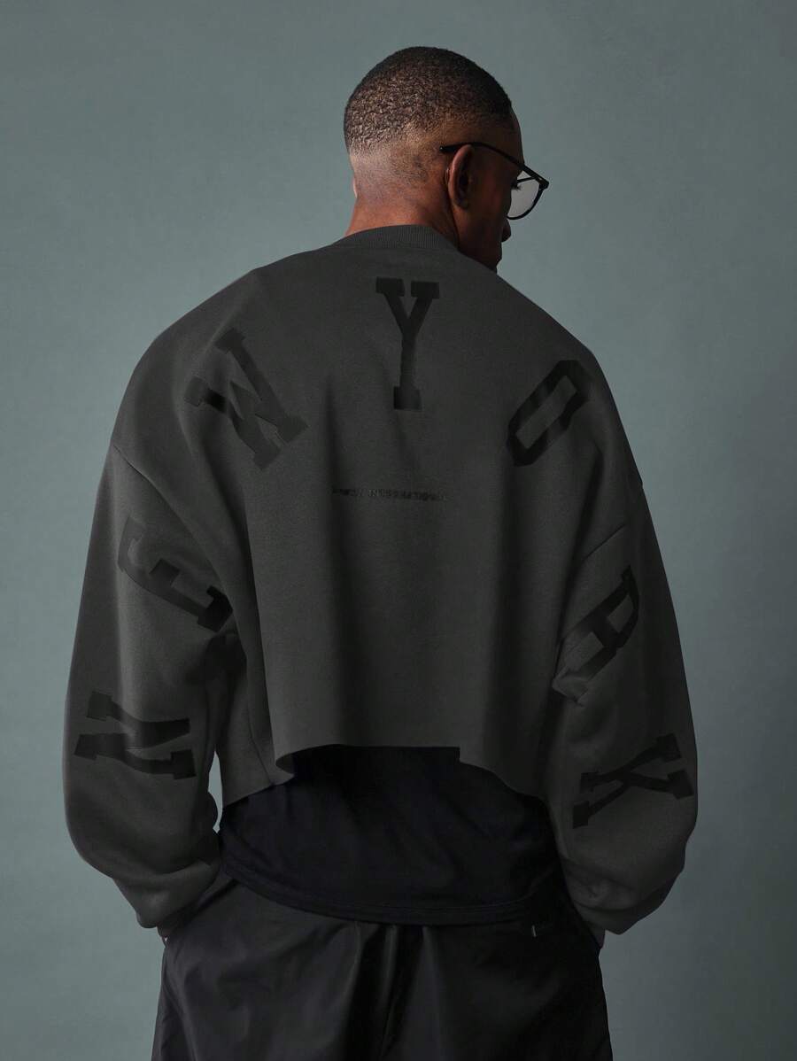 Sudadera de diseñador SUMWON con estampado de letras en la espalda, colección de ropa urbana internacional, otoño e invierno, corte corto, manga larga, estilo urbano informal.