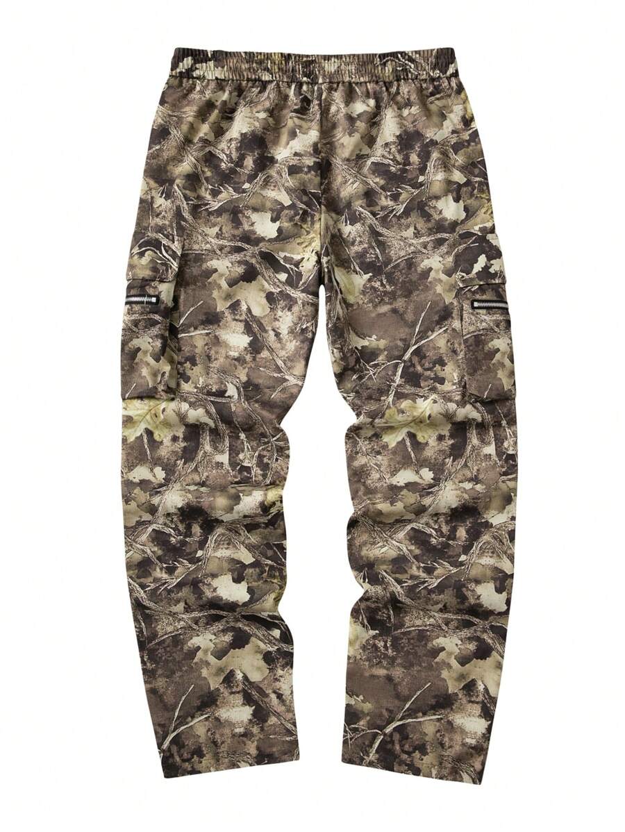 Pantalones casuales holgados con bolsillo cargo y estampado de ramas de árbol Manfinity LEGND para hombre, pantalones de camuflaje para hombre, pantalones cargo para hombre, pantalones de camuflaje para hombre