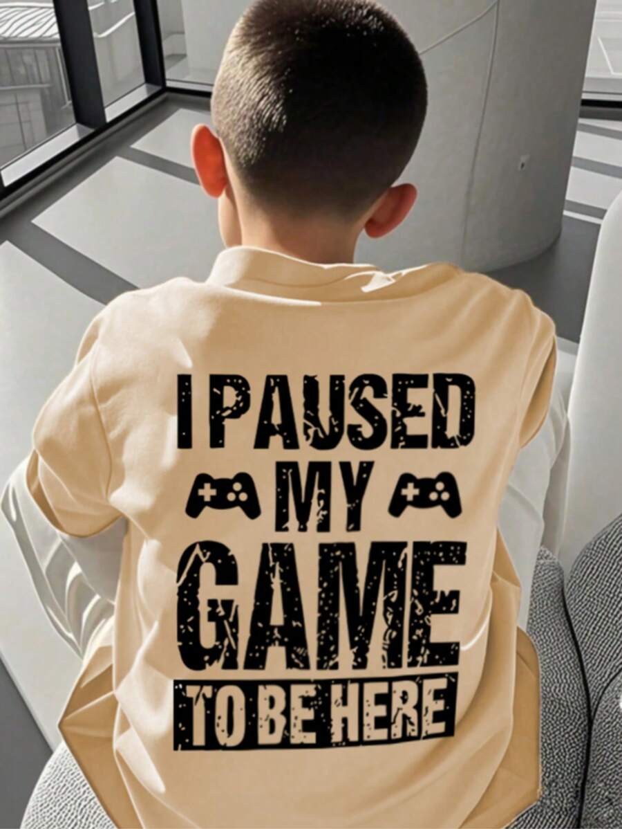 Camiseta informal de verano con cuello redondo y manga corta con estampado gráfico para niño preadolescente
