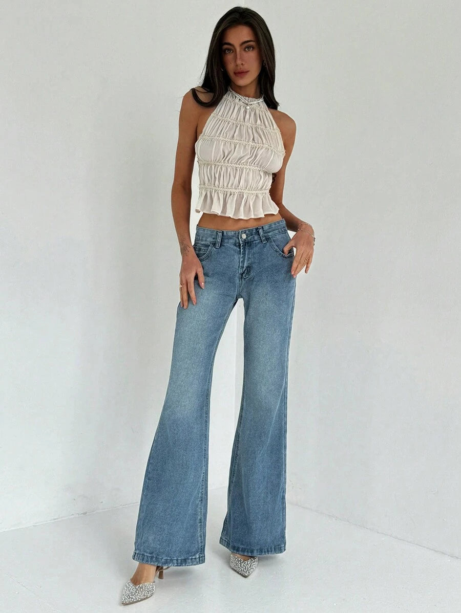 Camisola corta Aloruh para mujer con tirantes ajustables, fruncida, en capas, semitransparente, ideal para citas románticas, ideal para conciertos.