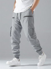 Pantalones cargo holgados TECCULI Manfinity Hypemode para hombre con bolsillos de solapa, cintura con cordón y bolsillos laterales, ideal para la vuelta al cole.
