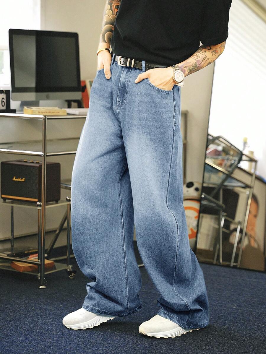 Vaqueros holgados de corte relajado, lavados, estilo retro Y2K, de Manfinity Hypemode, para hombre