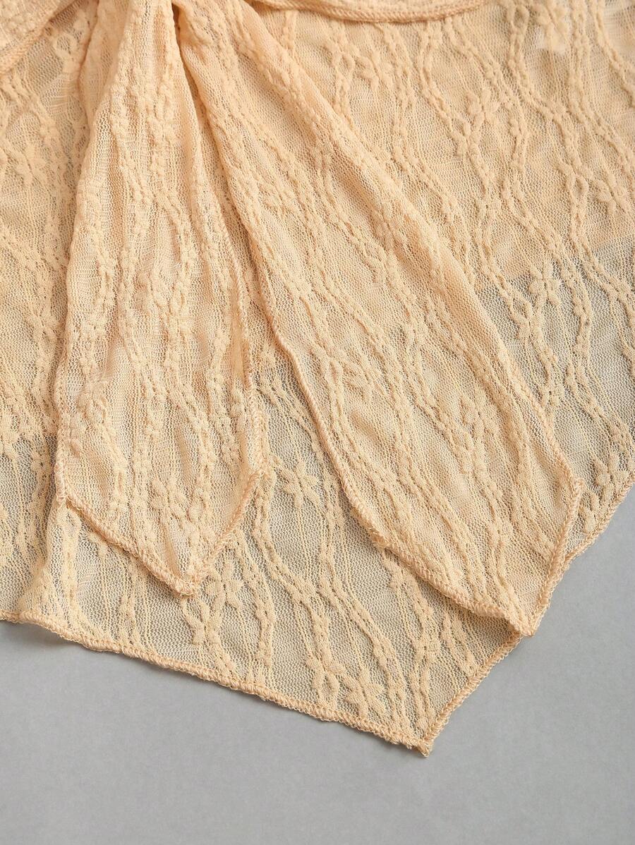 Sweetra - Top corto de verano para mujer con cuello halter y lazo frontal liso, estilo Y2K