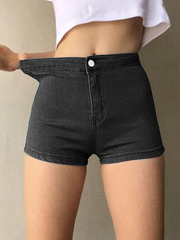 TECCULI - Pantalones cortos vaqueros elásticos de cintura alta para mujer, de verano, nuevos, sexys, ajustados, para glúteos, pantalones cortos femeninos