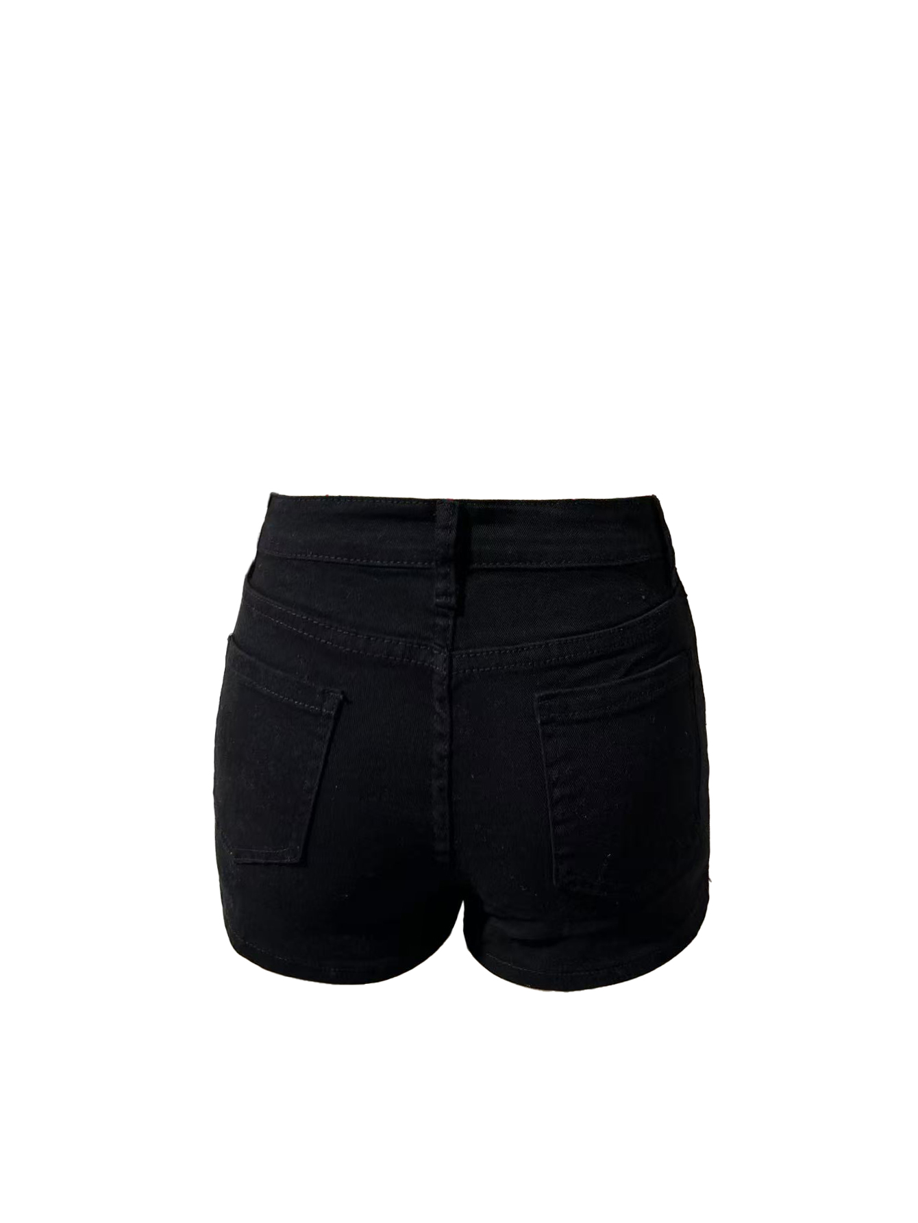 TECCULI Pantalones cortos negros ajustados y elásticos con rotos para mujer