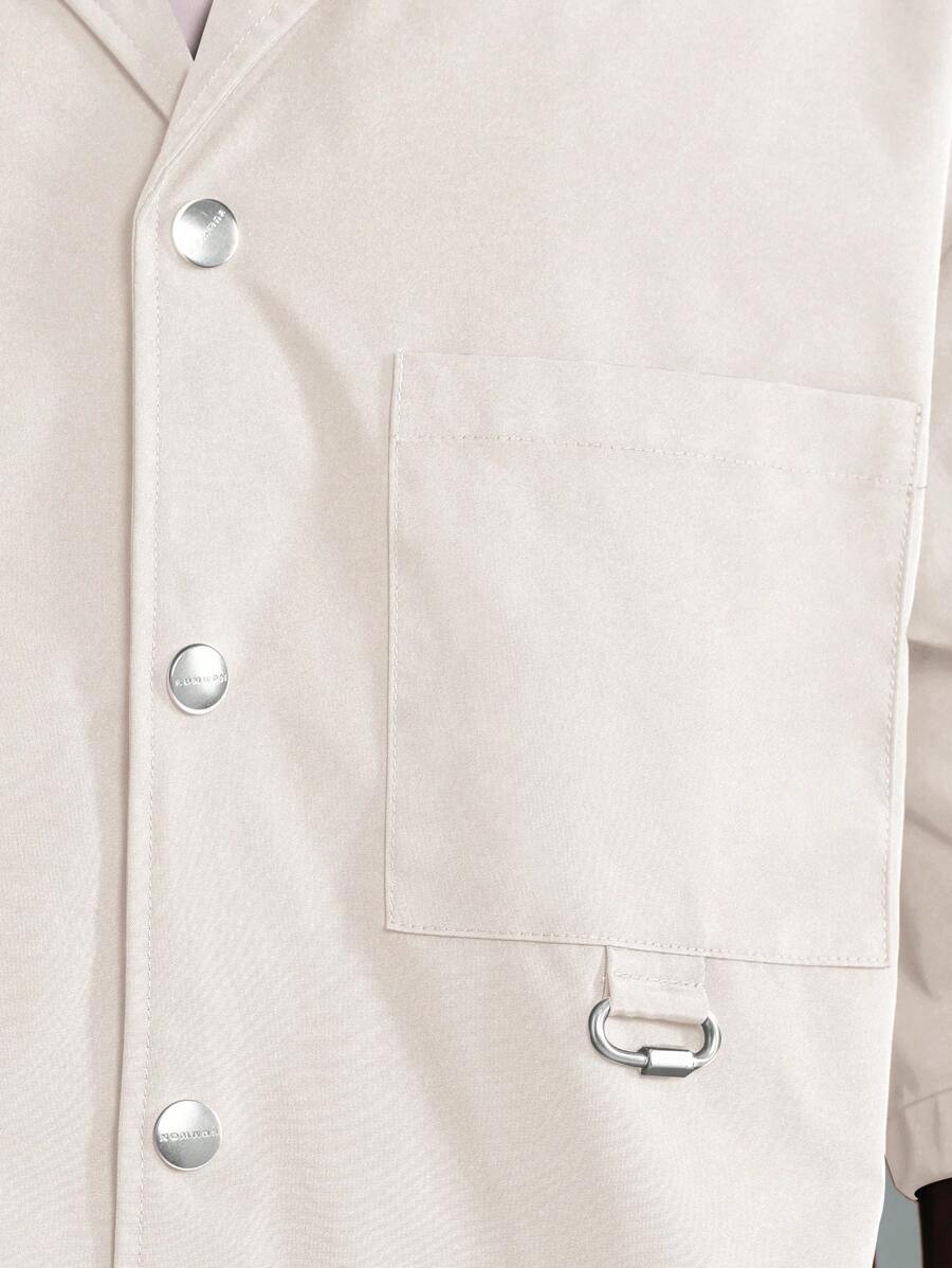 Camisa SUMWON moderna con botones y estampado de mensaje de estilo de vida, estilo urbano, informal, de manga corta, estilo urbano contemporáneo, para verano y otoño.