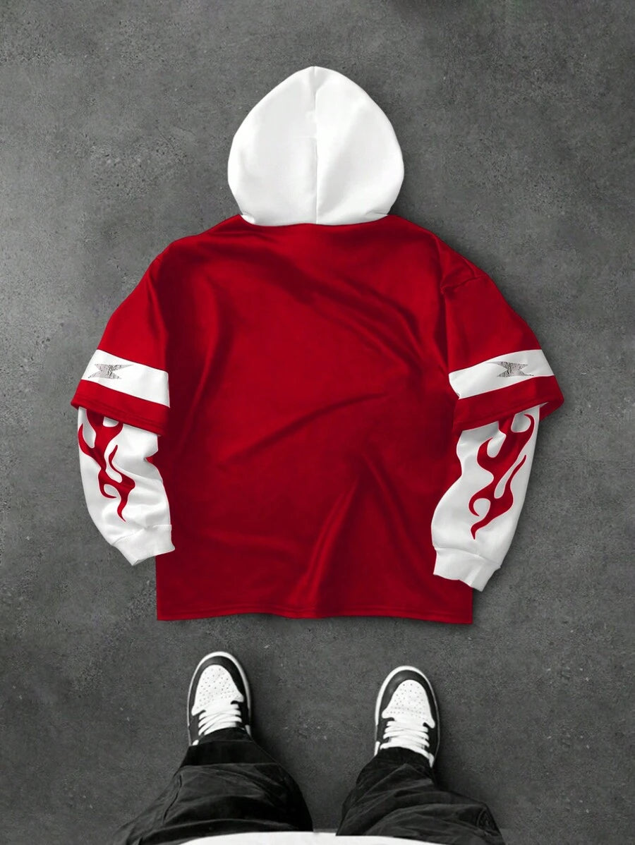 Sudadera con capucha Manfinity Sportsity para hombre, estilo universitario, con diseño desgastado y contrastante, con letras Chicago vintage