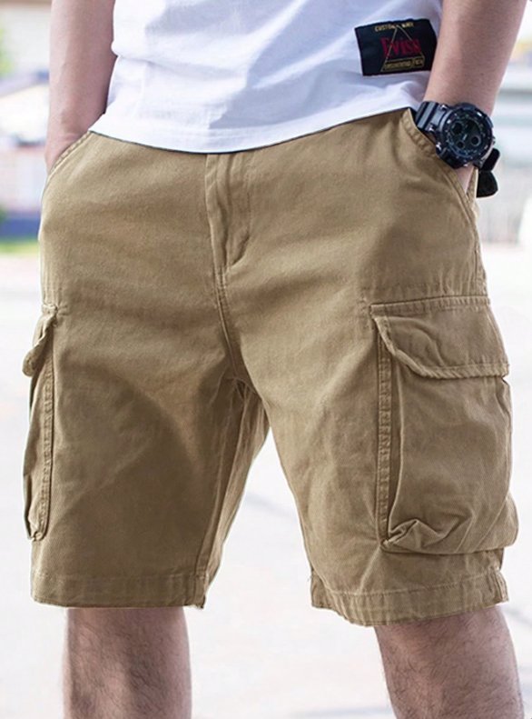 Pantalones cortos cargo holgados TECCULI Manfinity Homme para hombre con bolsillos laterales con solapa, ideal para la vuelta al cole.