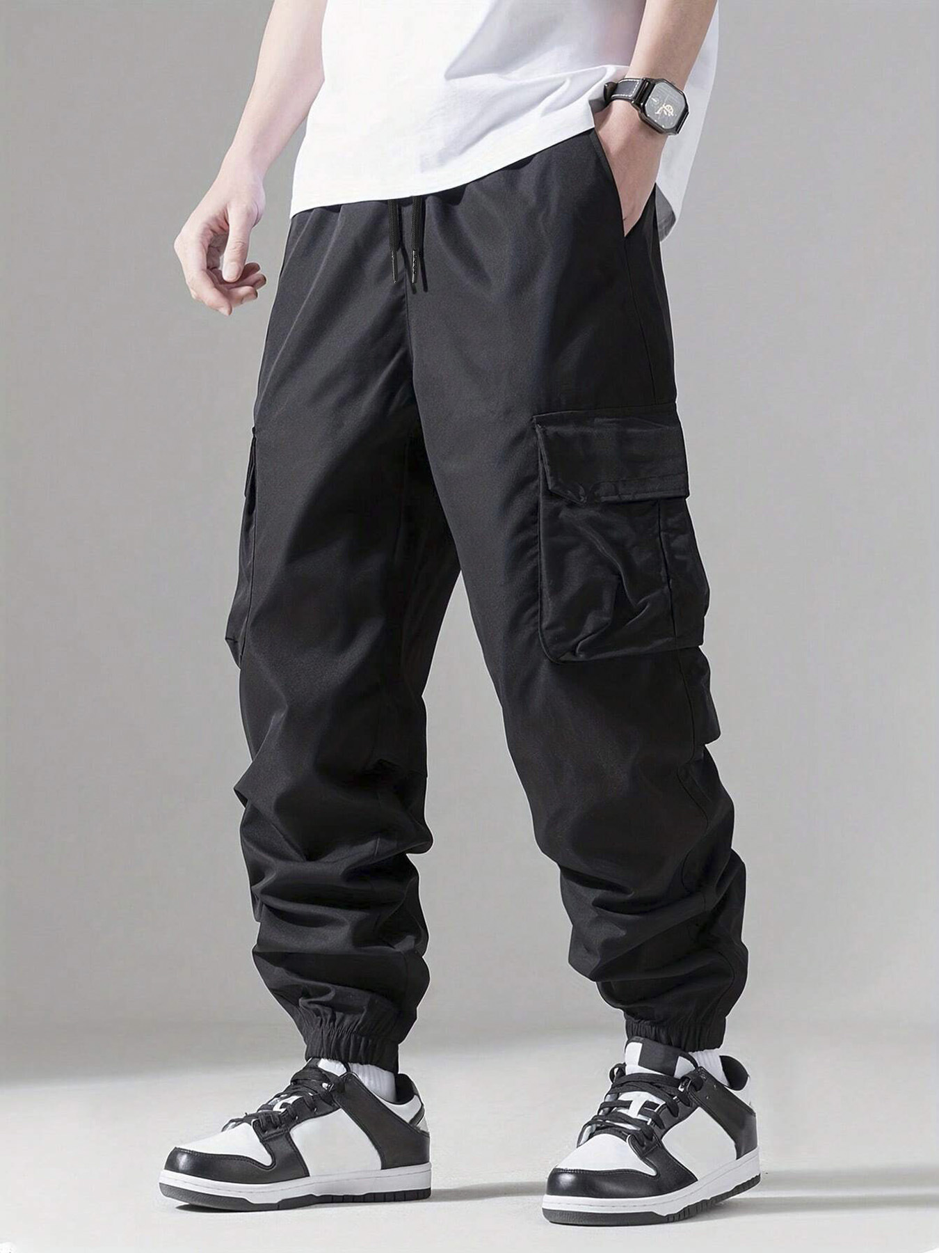 Pantalones cargo TECCULI para niño preadolescente, casuales, de moda, con cordón en la cintura, estilo universitario para la temporada de regreso a clases.