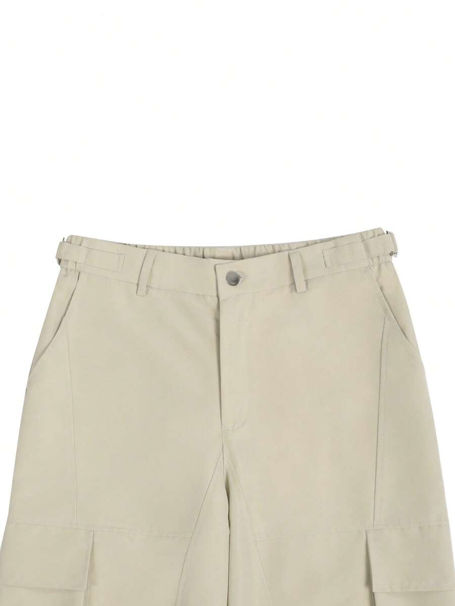 Pantalones cargo caqui informales Manfinity LEGND para hombre, corte holgado, recto, color liso, con múltiples bolsillos. Adelgazantes, color caqui, ideales para San Valentín.