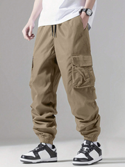 Pantalones cargo TECCULI para niño preadolescente, casuales, de moda, con cordón en la cintura, estilo universitario para la temporada de regreso a clases.