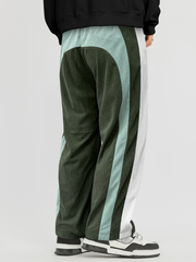 TECCULI Men's Corduroy-Textured Casual Pants with Adjustable Drawstring Waist& Side Pockets - All- Season Comfort for Outdoor Activities, Hiking, Running - Striped Design in BlackBrownWhite GreyNavy, Hiking Pants, Hiking Attire,Streetwe