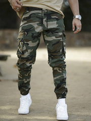 Pantalones cargo de camuflaje TECCULI, pantalones cargo de camuflaje multifuncionales para hombre, corte corto para senderismo, camping y trabajo al aire libre, primavera y otoño.