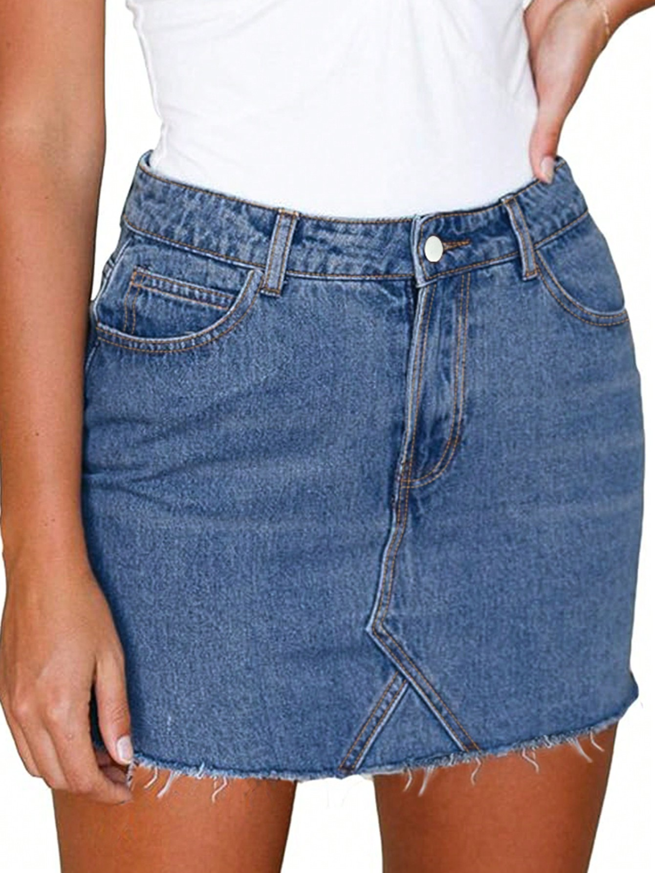 Falda vaquera recta informal de verano TECCULI