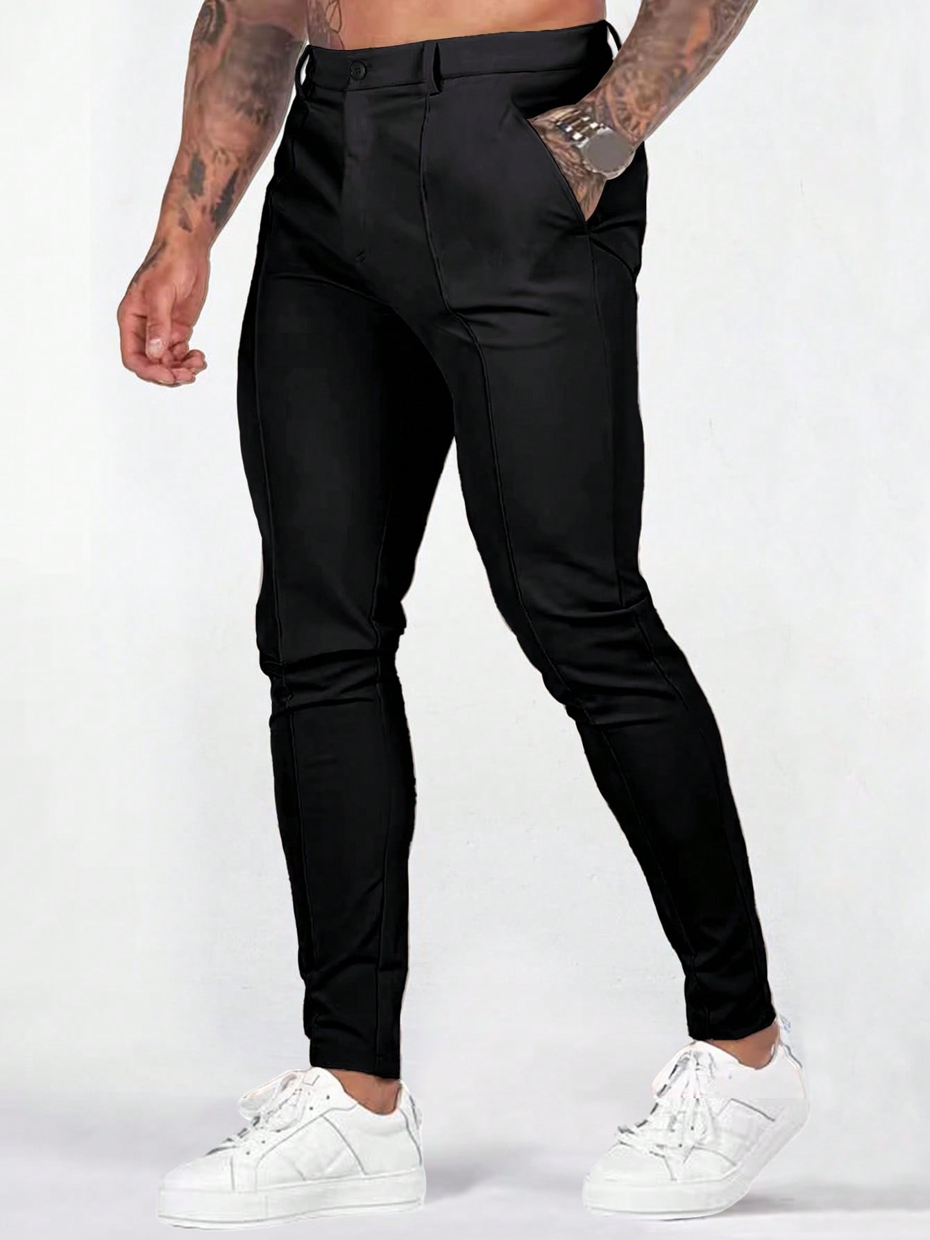Pantalones elegantes de alta gama para caballeros TECCULI, pantalones casuales ajustados y versátiles de color sólido para uso diario, ideales como regalo para esposo o novio.